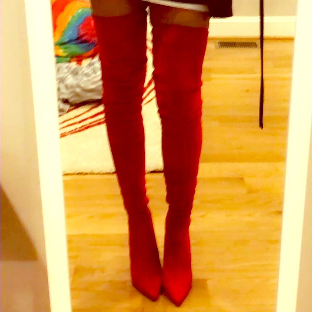 Steve Madden Red Thigh High Boots